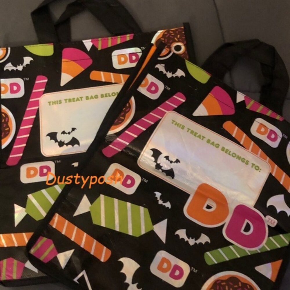 Dunkin Donuts HALLOWEEN Bat Trick or Treat Bag Personalize Collect Tote New